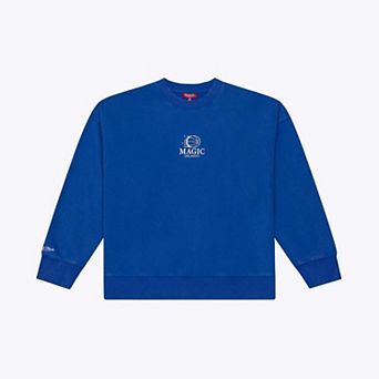 Women's Mitchell & Ness Blue Orlando Magic Core Essentials Micro Logo Fleece Sweatshirt