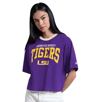 Women's Starter Purple LSU Tigers Ace Cropped T-Shirt