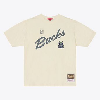 Women's Mitchell & Ness Oatmeal Milwaukee Bucks Heritage Hues T-Shirt