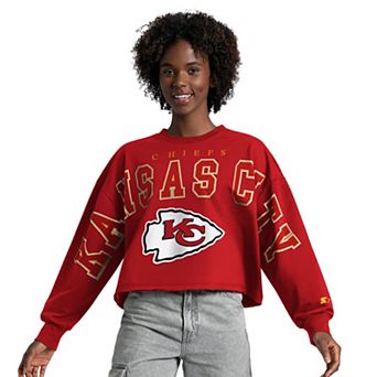 Women's Starter Red Kansas City Chiefs Bleachers Cropped Sweatshirt