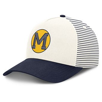 Unisex Nike White/Navy Michigan Wolverines Vault Striped A-Frame Rise Adjustable Hat