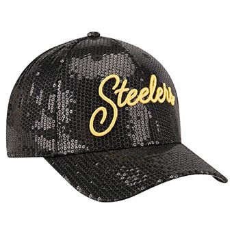 Women's New Era Black Pittsburgh Steelers Sequin Script 9FORTY Adjustable Hat