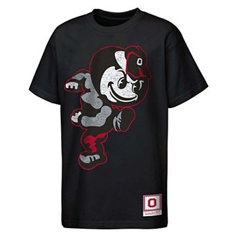 Youth Mitchell & Ness Black Ohio State Buckeyes Mascot Big Face Heavyweight T-Shirt