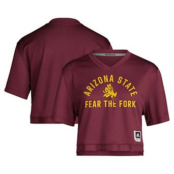 Women's adidas Maroon Arizona State Sun Devils Strategy Cropped Football Jersey