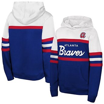 Youth Mitchell & Ness Royal Atlanta Braves Throwback Head Coach Hoodie