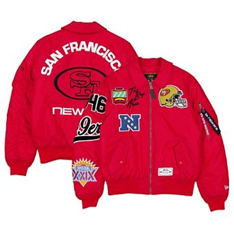 Men's New Era x Alpha Industries Scarlet San Francisco 49ers MA-1 Full-Zip Bomber Jacket