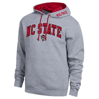 Men's Champion Heather Gray NC State Wolfpack Arch Tackle Twill Hoodie