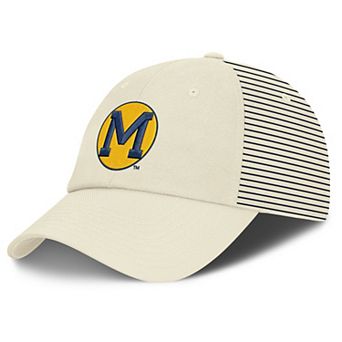 Men's Nike White Michigan Wolverines Vault Logo Striped Club Adjustable Hat