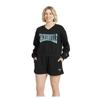 Women's WEAR by Erin Andrews Black Jacksonville Jaguars Fleece V-Neck Lounge Set