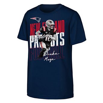 Youth Outerstuff Drake Maye Navy New England Patriots Legendary Player Card T-Shirt