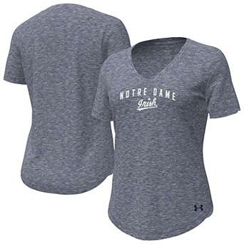 Women's Under Armour Navy Notre Dame Fighting Irish Breezy V-Neck T-Shirt