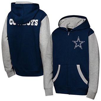 Youth Outerstuff Navy Dallas Cowboys Stadium Colorblock Full-Zip Hoodie