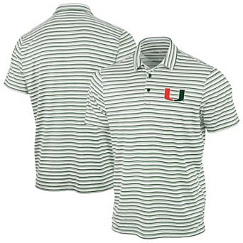 Men's Antigua Green Miami Hurricanes Space Stripe Polo