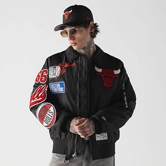 Men's New Era x Alpha Industries Black Chicago Bulls MA-1 Bomber Jacket