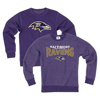 Youth Wes & Willy Purple Baltimore Ravens Reversible Fleece Sweatshirt