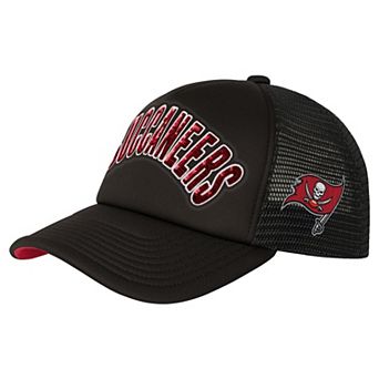 Girls Youth Outerstuff Black Tampa Bay Buccaneers Bling Adjustable Trucker Hat