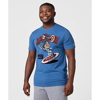 Unisex Homage Jaxson Dart Royal New York Giants Caricature Player Graphic Tri-Blend T-Shirt
