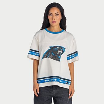 Women's The Wild Collective Cream Carolina Panthers Oversized Established Boyfriend T-Shirt