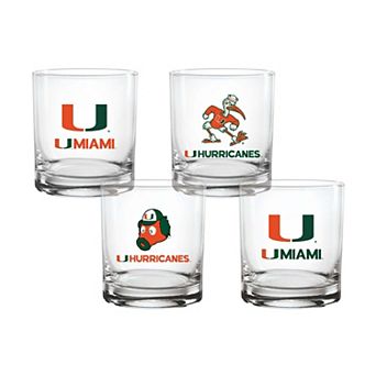 Indigo Falls Miami Hurricanes Core 4-Pack Collectors Rocks Glass Set