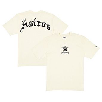 Men's New Era Cream Houston Astros Heritage Gothic Lettering T-Shirt