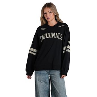 Women's The Wild Collective Arizona Cardinals Black Baggy V-Neck Sweatshirt