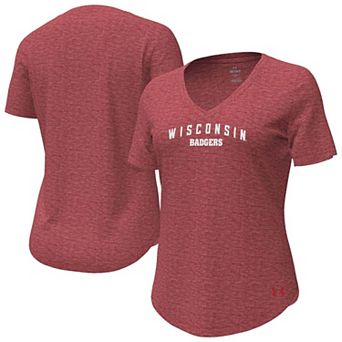 Women's Under Armour Red Wisconsin Badgers Breezy V-Neck T-Shirt