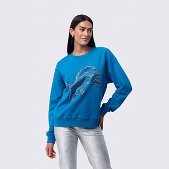 Women's Terez Blue Detroit Lions Gemstone Logo Crew