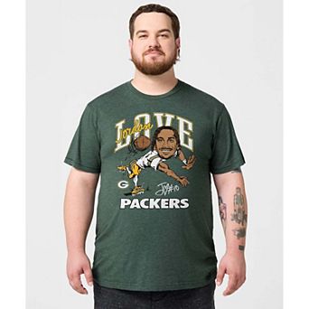 Unisex Homage Jordan Love Green Green Bay Packers Caricature Player Graphic Tri-Blend T-Shirt