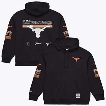 Men's Mitchell & Ness Black Texas Longhorns Triple Check Fleece Pullover Hoodie