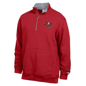 Men's Champion Red/Heather Gray Tampa Bay Buccaneers Fleece Quarter-Zip Pullover