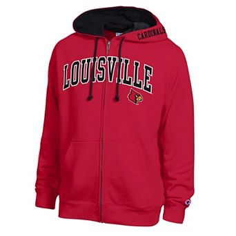 Men's Champion Red Louisville Cardinals Arch Logo Full-Zip Fleece Hoodie