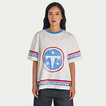 Women's The Wild Collective Cream Tennessee Titans Oversized Established Boyfriend T-Shirt