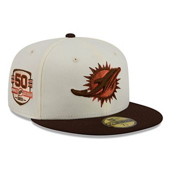 Men's New Era Cream/Brown Miami Dolphins Pumpkin Spice 59FIFTY Fitted Hat