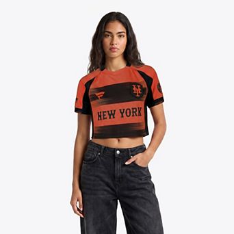 Women's Fanatics Orange New York Mets Subway Series Cropped Fan Top