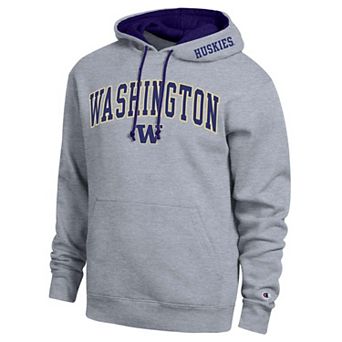 Men's Champion Heather Gray Washington Huskies Arch Tackle Twill Hoodie