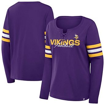 Women's Fanatics Purple/Gold Minnesota Vikings Plus Size Coverage Scheme Lace-Up Long Sleeve T-Shirt