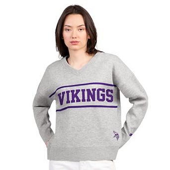 Women's Starter Gray Minnesota Vikings Best Shot V-Neck Sweater