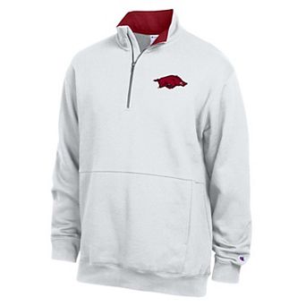Men's Champion White Arkansas Razorbacks Fleece Quarter-Zip Pullover
