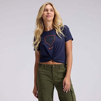 Women's Nike Navy Chicago Bears 2026 Rivalries Collection Classic Twist Cropped T-Shirt