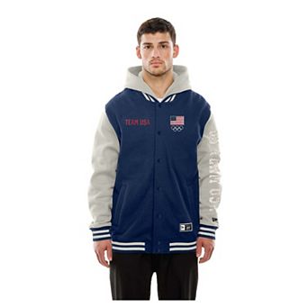 Men's New Era Navy Team USA Snap-Front Varsity Jacket