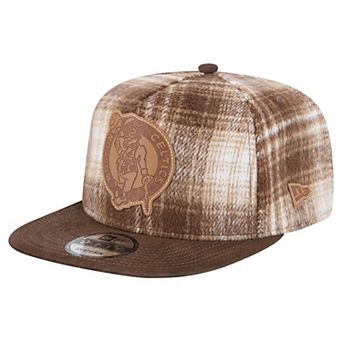 Men's New Era Brown Boston Celtics Plaid 9FIFTY A-Frame Adjustable Hat
