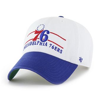 Men's '47 White Philadelphia 76ers Double Header Clean Up Adjustable Hat
