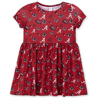 Girls Toddler ZooZatz Crimson Alabama Crimson Tide All-Over Print Short Sleeve Dress