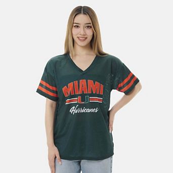 Women's ZooZatz Green Miami Hurricanes Mesh Jersey Kickoff T-Shirt