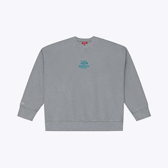 Women's Mitchell & Ness Gray Charlotte Hornets Core Essentials Micro Logo Fleece Sweatshirt