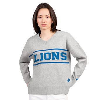 Women's Starter Gray Detroit Lions Best Shot V-Neck Sweater