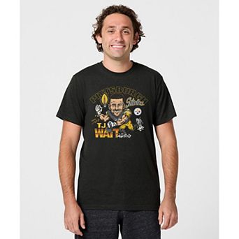 Unisex Homage T.J. Watt Charcoal Pittsburgh Steelers Caricature Player Graphic Tri-Blend T-Shirt