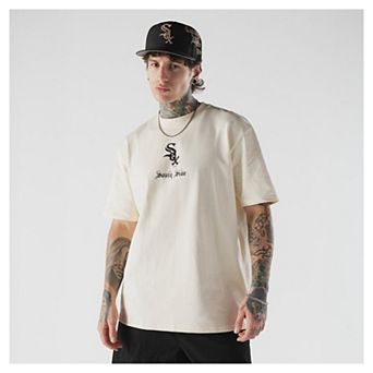 Men's New Era Cream Chicago White Sox Heritage Gothic Lettering T-Shirt