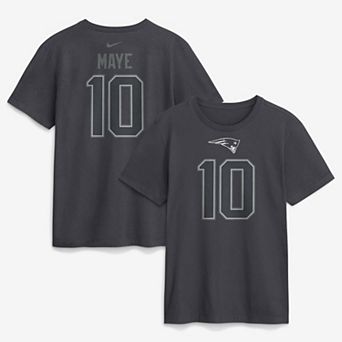 Men's Nike Drake Maye Anthracite New England Patriots Name & Number T-Shirt