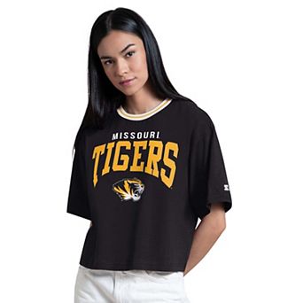 Women's Starter Black Missouri Tigers Ace Cropped T-Shirt